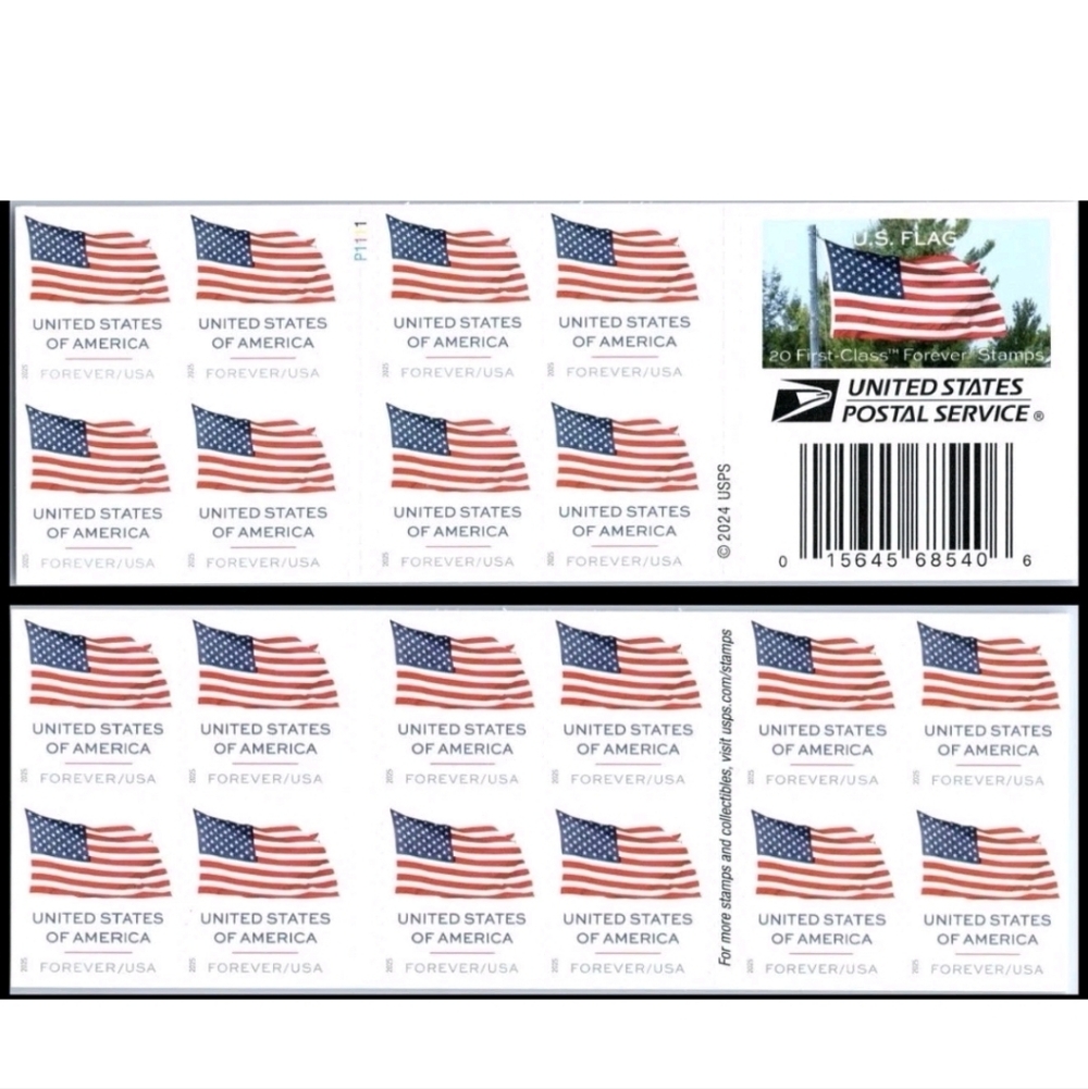 100 Forever Stamps 5 Sheets of 20 First‎ Class USPS Stamps 2025 U.S. Flags